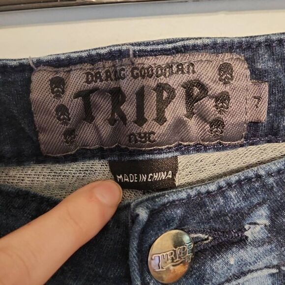 Tripp NYC Daang Goodman Tie Dye Low Rise Skinny 100% Cotton Blue Pants Size 7 - Picture 3 of 8